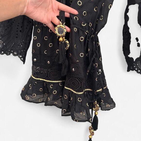 Ramy Brook Silk cotton Nico Mini Cover-Up Dress XS/S ✨ Eyelet Lace Mirror circle - Picture 3 of 8